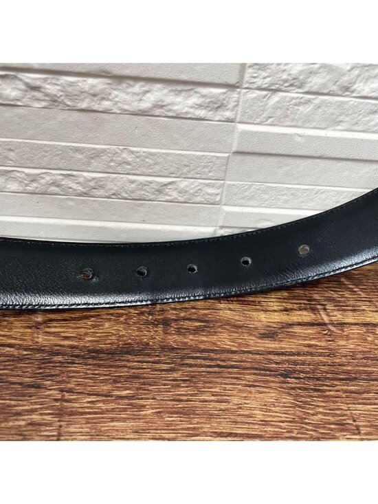 Celine Leather Triomphe Logo Buckle Belt Black
